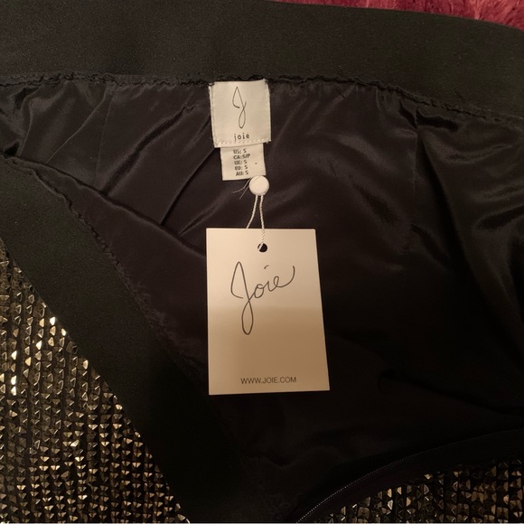 Joie Malloren Gunmetal Pyramid Stud sequined Midi Skirt side slit & zip. New - Picture 5 of 9